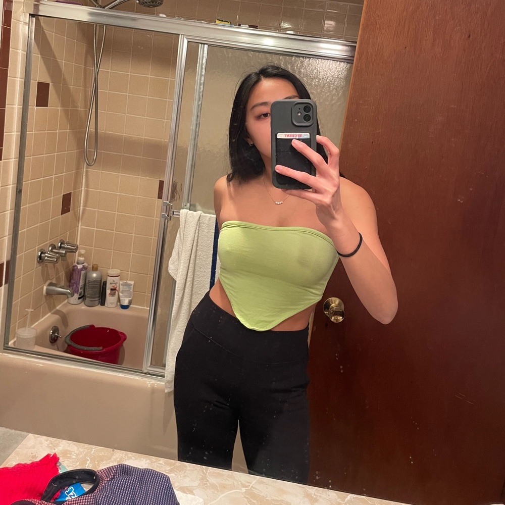green handkerchief cropped tank